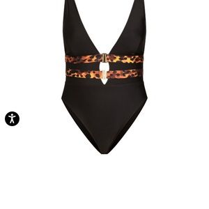 City chic Vibeka 1 pc swimsuit black leopard 16 W